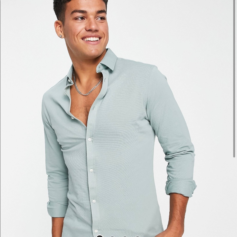 ASOS Cotton mint dress shirt brand new in package never worn size large slim fit